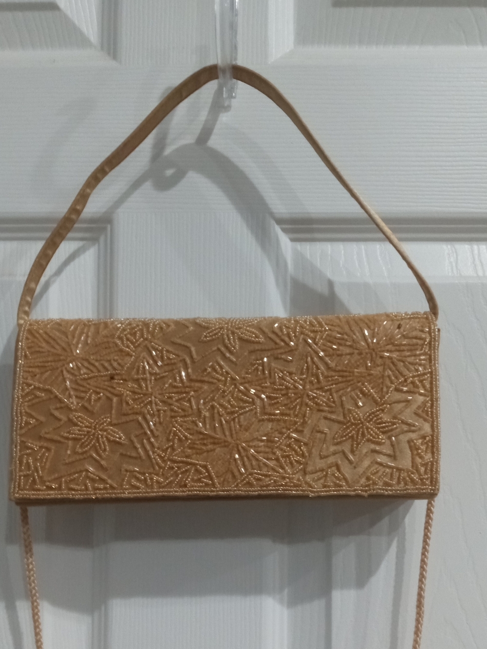 Gold Beaded Evening Clutch with Floral Embroidery